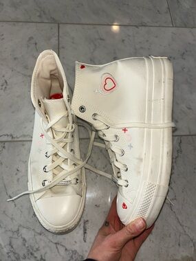 Limited Edition Converse White High-Top Sneakers with Heart & X/O Accents